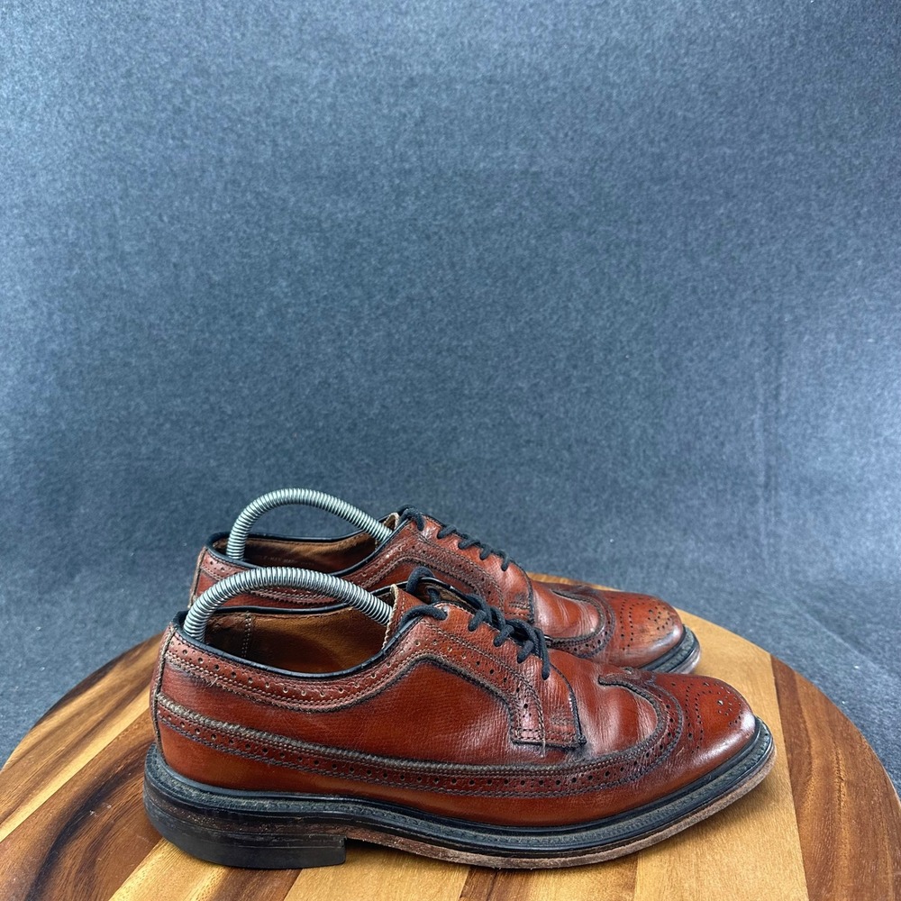 Vtg British Walkers Custom Wingtip Brogue Dress Shoes Brown Leather Sz 8.5D